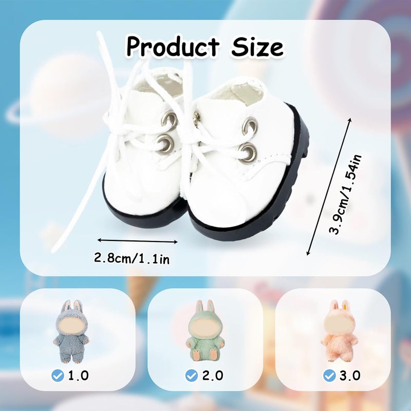 KIYEREE Store Shoes for Lububu(NO Doll),2025 Mini Shoes for Lububu Doll Accessories,Doll Shoes for Lububu Dress Up,Accessories for Lububu(White) - Image 3